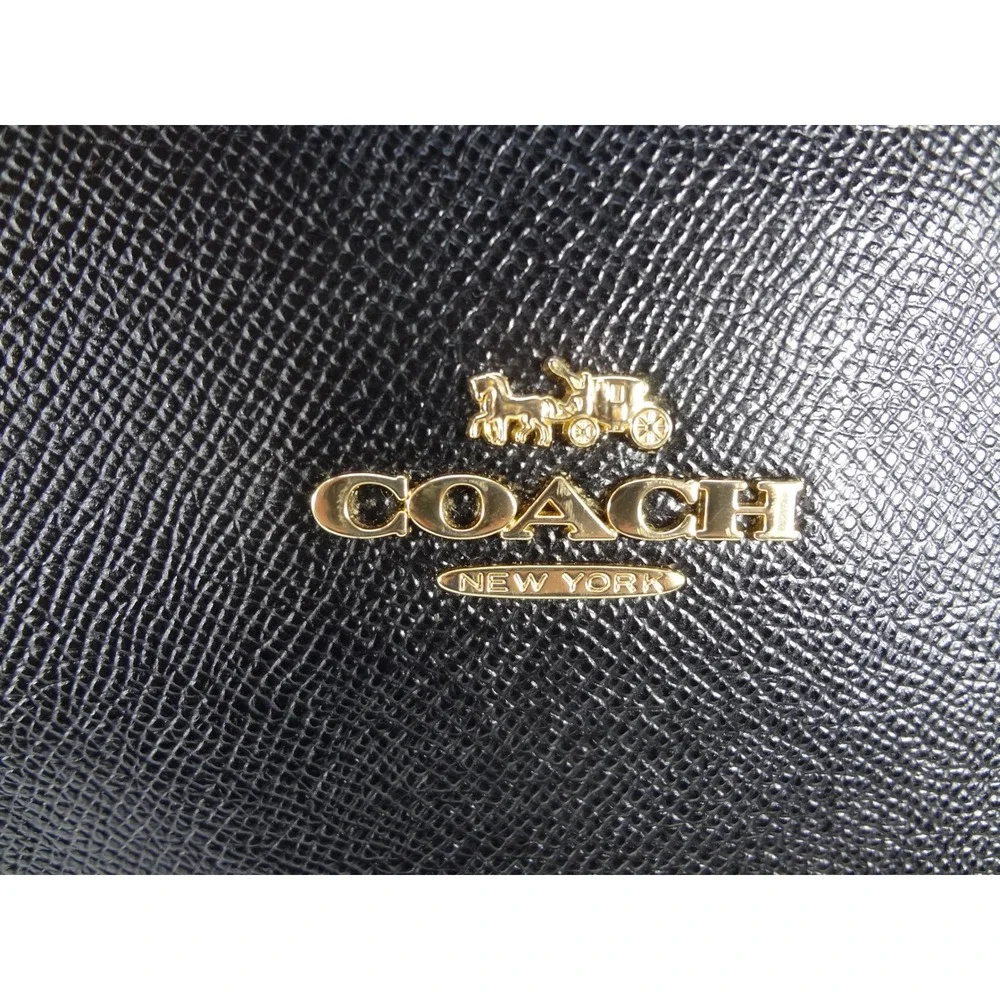 COACH Mini Lillie Carryall Handbag Crossbody Satchel Black Crossgrain‎ Leather